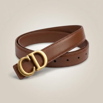 Dior 30 Montaigne Reversible Cognac Leather Belt with Gold Finish CD Buckle (2)
