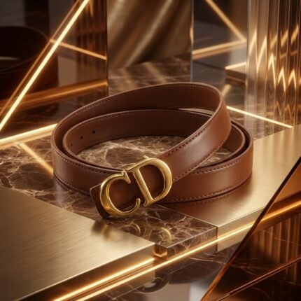 Dior 30 Montaigne Reversible Cognac Leather Belt with Gold Finish CD Buckle (5)