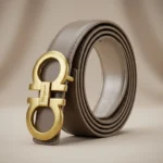 Ferragamo Womens Gancini Buckle Belt in Taupe Leather (3)