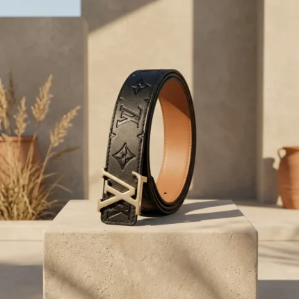 Louis Vuitton Monogram Empreinte Leather Belt for Women with Gold LV Buckle (2)