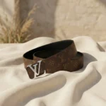 Luxury Louis Vuitton Monogram Canvas Belt with Silver LV Initial Buckle for Women (2)