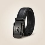 Mens Premium Black Leather Ratchet Belt with Gunmetal Z Buckle (1)