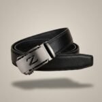 Mens Premium Black Leather Ratchet Belt with Gunmetal Z Buckle (2)