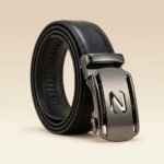 Mens Premium Black Leather Ratchet Belt with Gunmetal Z Buckle (5)