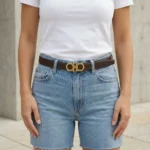 Salvatore Ferragamo womens dark brown leather belt with gold Gancini buckle (2)