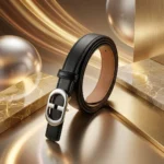 Slim Black Leather Belt for Women with Polished Silver Oval Buckle (5)