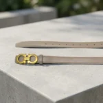 alvatore Ferragamo womens reversible leather belt in taupe beige with gold Gancini buckle (1)