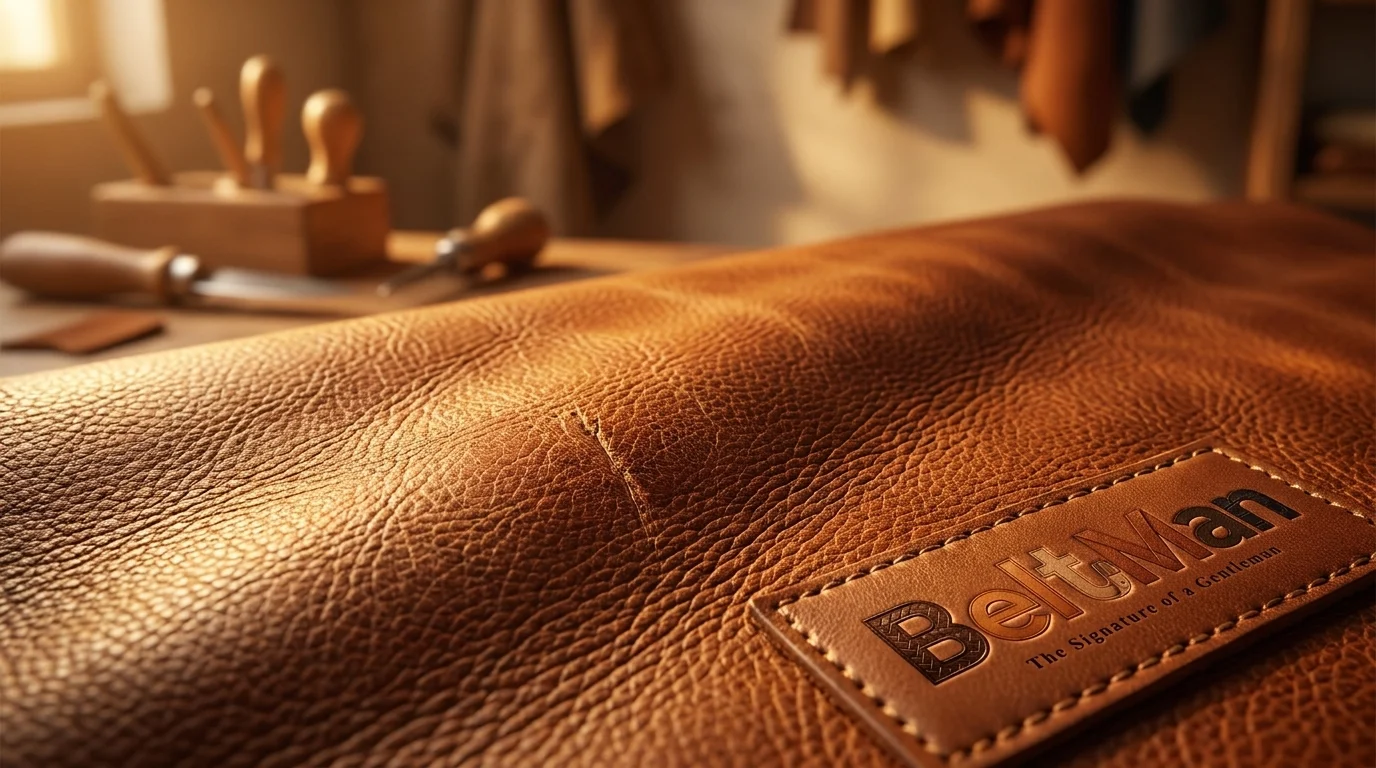 Close-up of full-grain leather showing natural grain texture