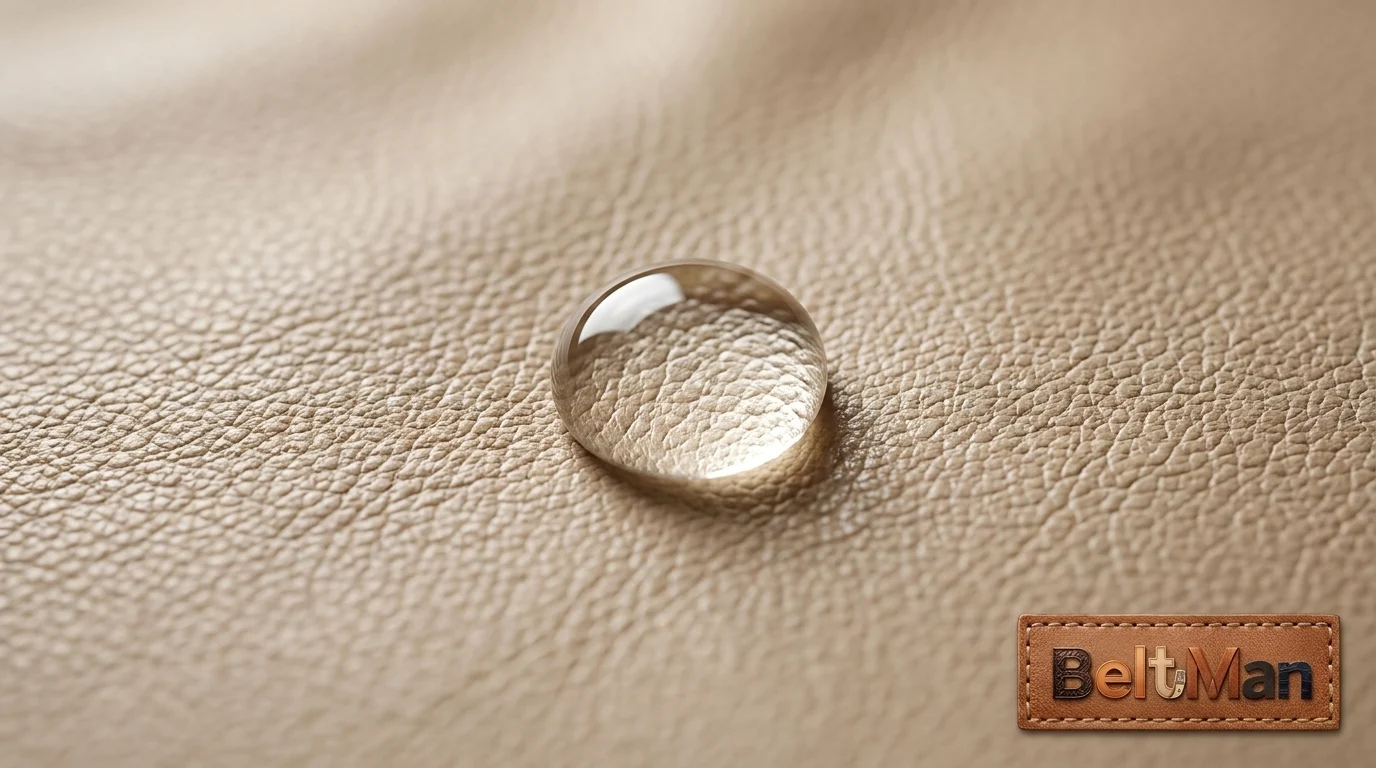 Water drop test on genuine leather belt